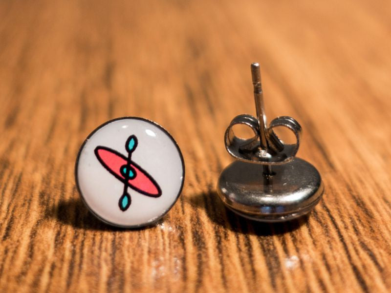 Kayak Earring - White with Red