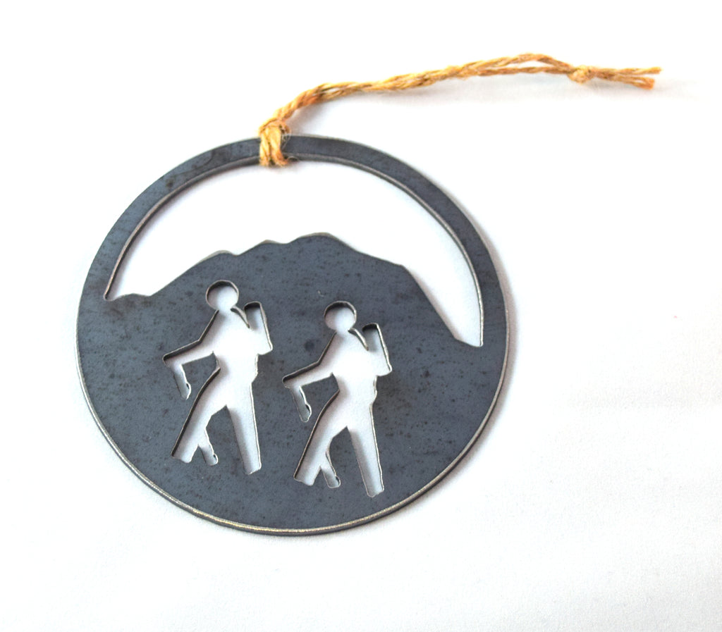 large rustic hiking christmas ornament gift